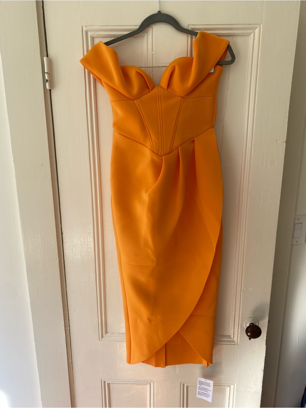 ASOS Orange Off-Shoulder Wrap Midi Dress